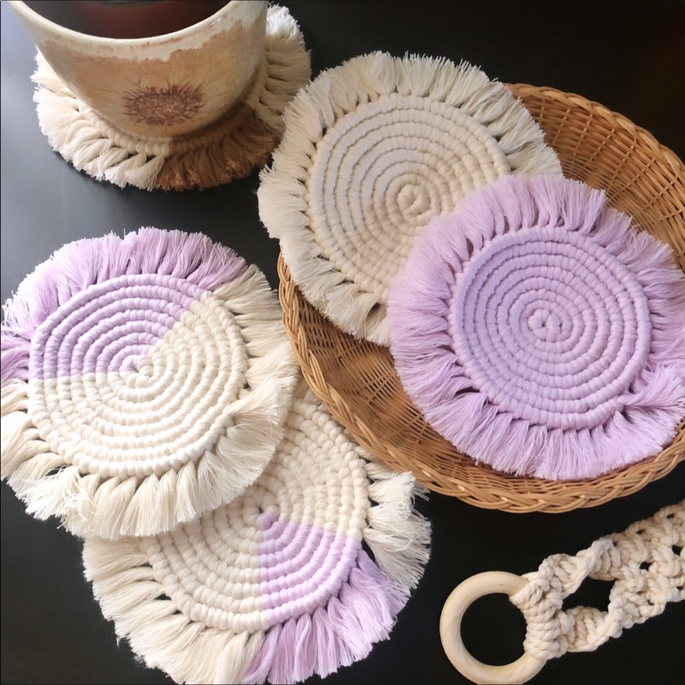 ✨HANDMADE✨ 2 custom macrame coasters - Picture 5 of 6
